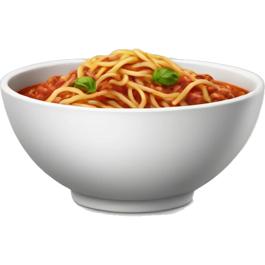 A white bowl of meat sauce spaghetti emoji