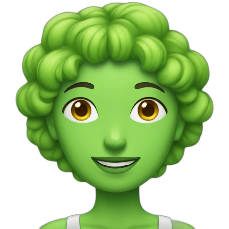 green woman holding three stars emoji