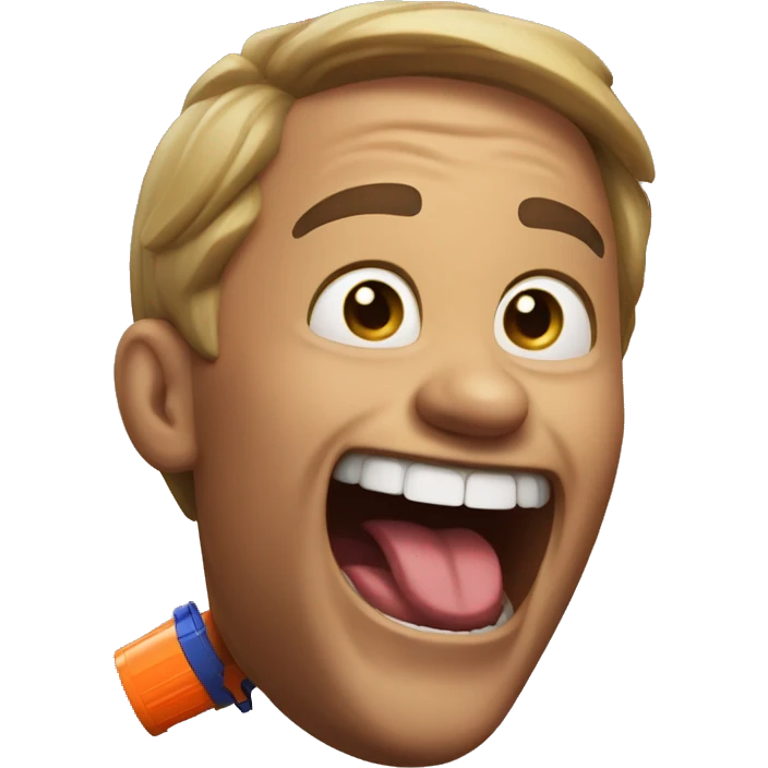 Laughing with nerf in mouth  emoji