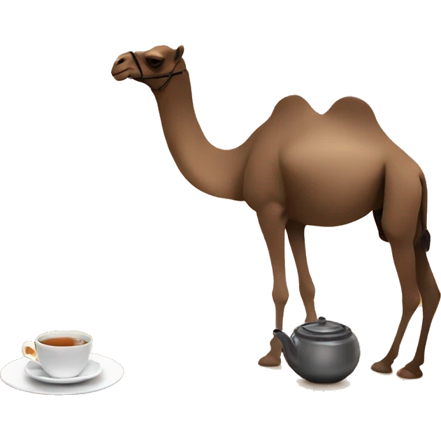 Desert session with tea and camel emoji