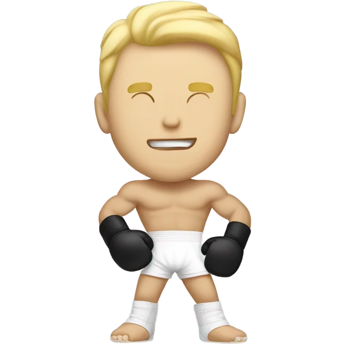 Super kickboxer guy who is white with blond hair celebrating  emoji