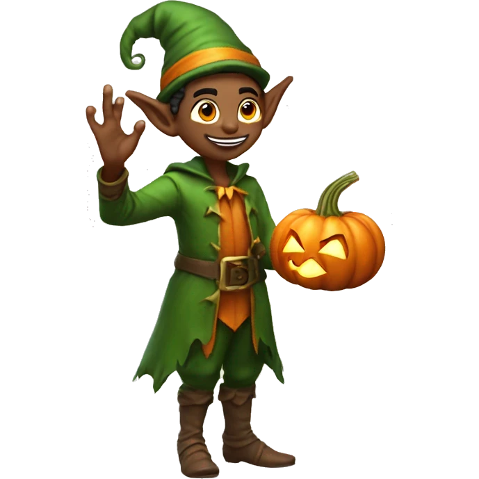 pumkin elf male casting a spell emoji