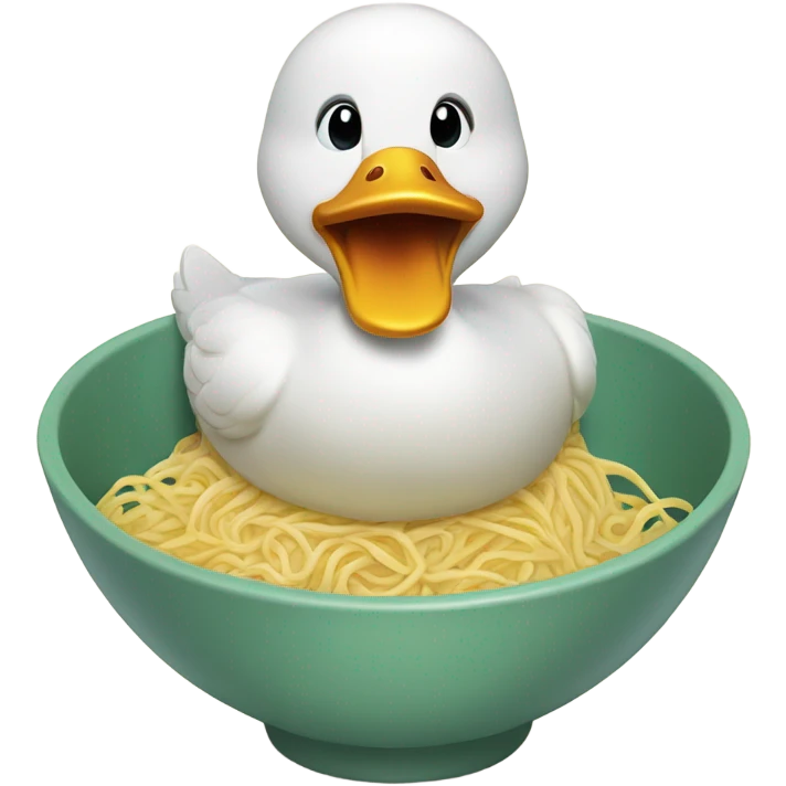 Duck eating noodle emoji