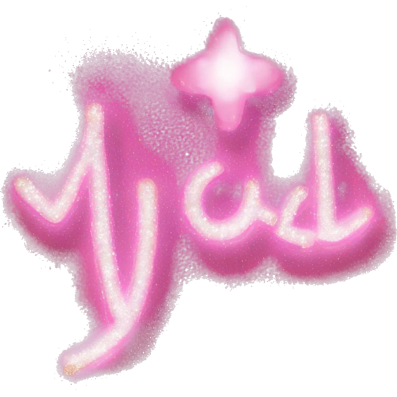 The word “vivacell” pink and sparkly font emoji