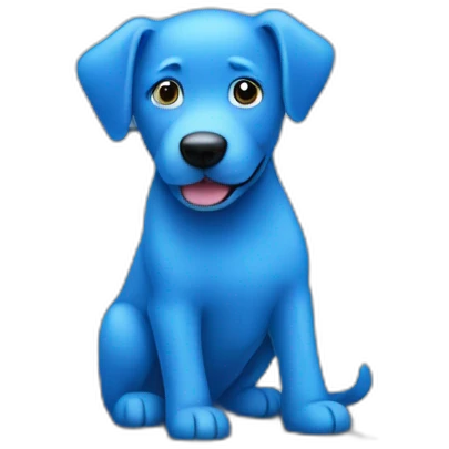 Blue dog with computer emoji