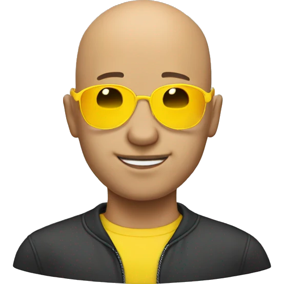 bald man wearing yellow sunglasses emoji