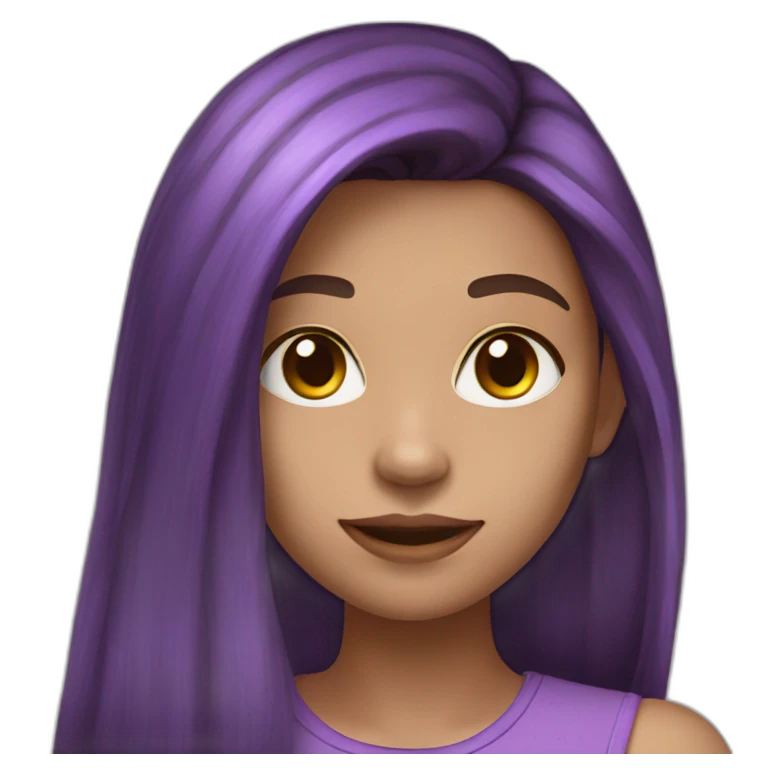  girl with long Brown hair with purple highlights and Light skin emoji