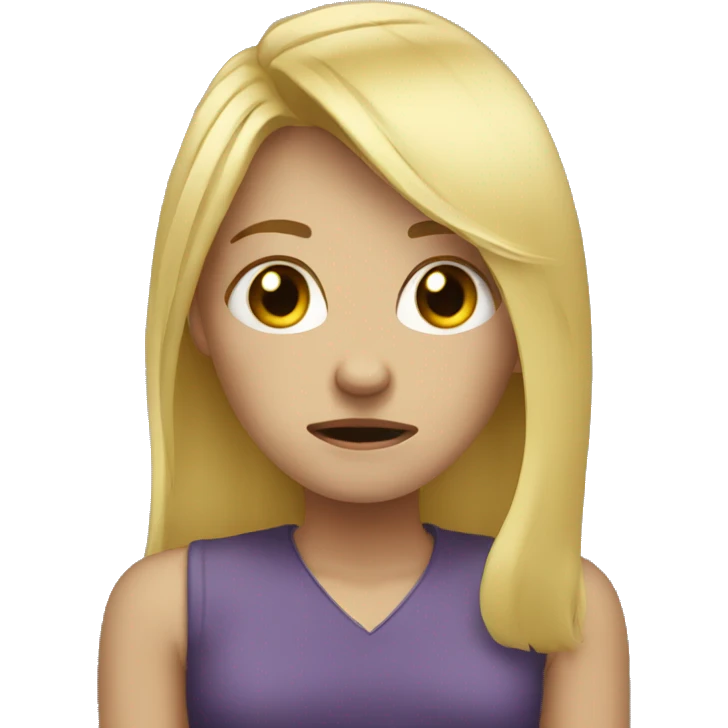 blonde hair girl crying standing up emoji