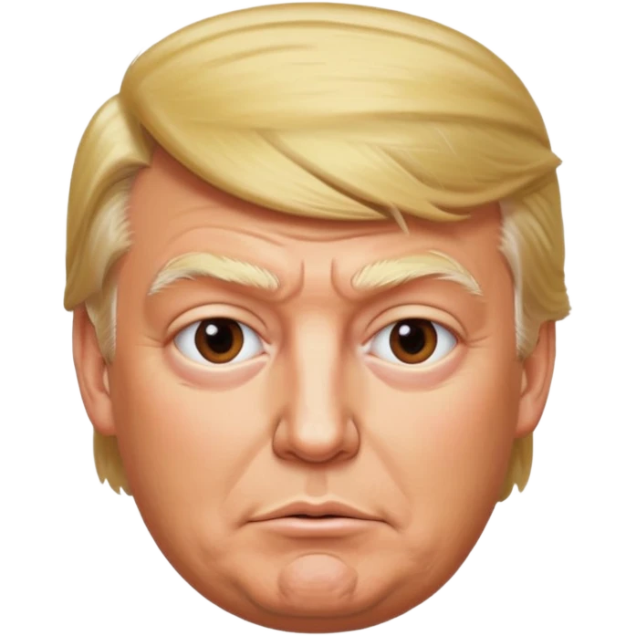Donald Trump, hyper-photorealistic, maximum quality and detail, round face, polished finish, lifelike skin and facial features, very foxy and cunning expression, clean background, looks like a real photo emoji