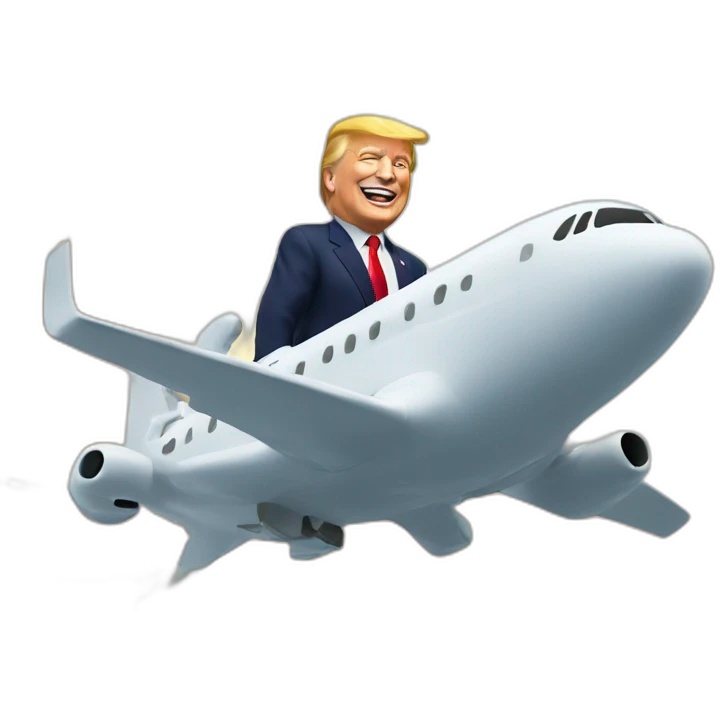 Trump flying over sea emoji