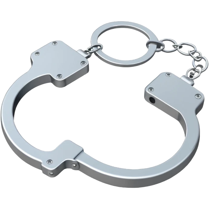 Minimalistic metallic handcuffs emoji, reflective metal, simple flat vector design, futuristic style emoji
