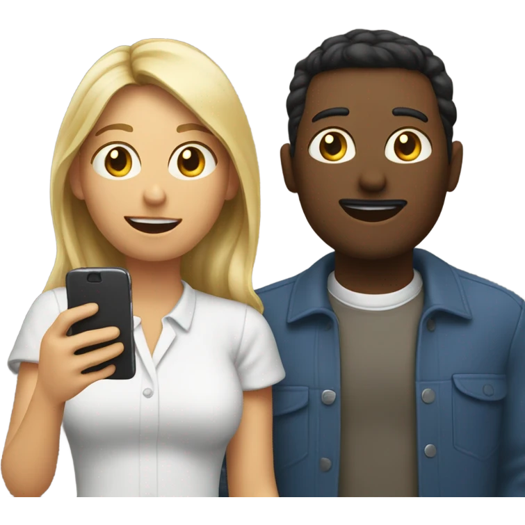 Two people chatting with a smartphone  emoji