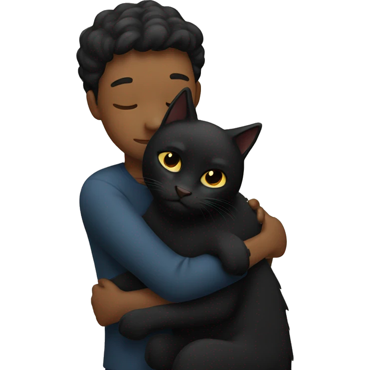 person hugging a black cat emoji