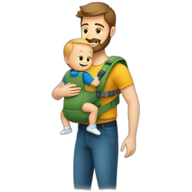 European Babywearing dad with baby ergo carrier emoji