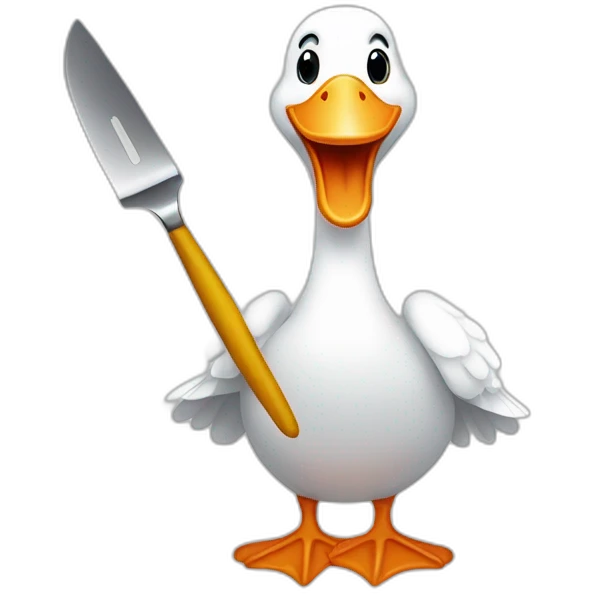 white goose holding butterknife emoji