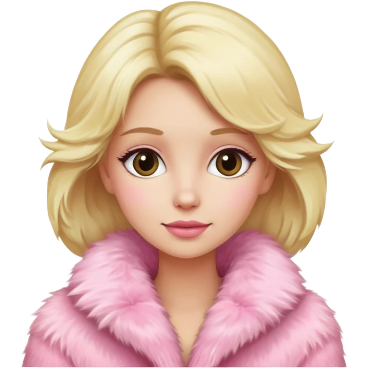Blonde Woman weafing fluffy pink fur coat emoji