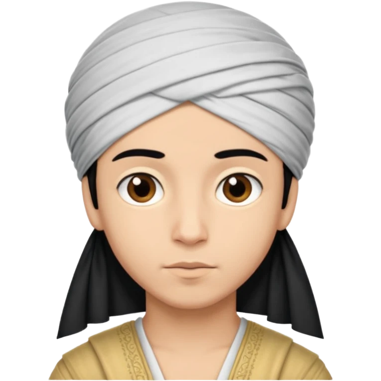 Emoji de un chico con turbante árabe que el chico sea de color piel clara y que tenga cabello negro y de fondo blanco emoji