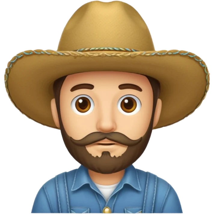 Un muchacho con sombrero vaquero y con barba  emoji