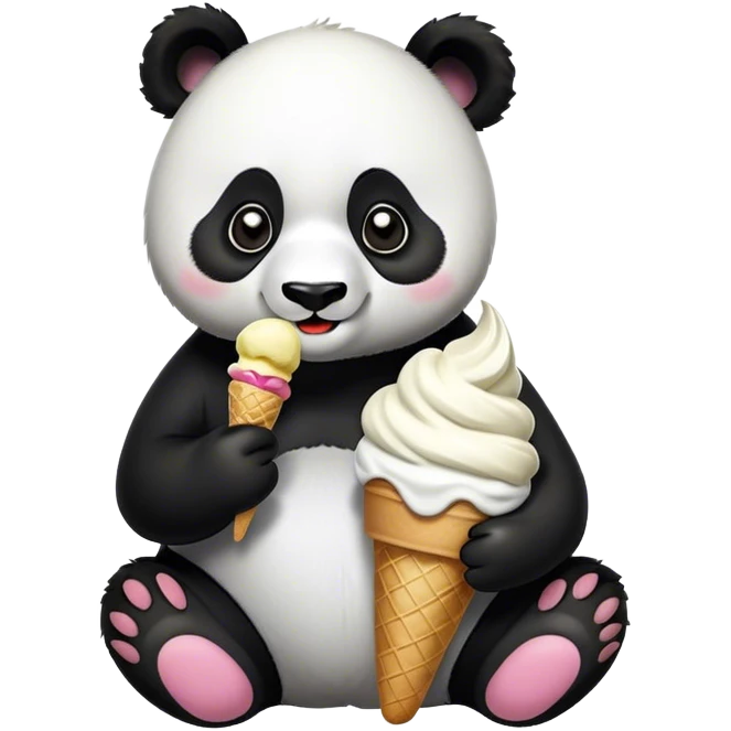 Panda eating ice cream emoji