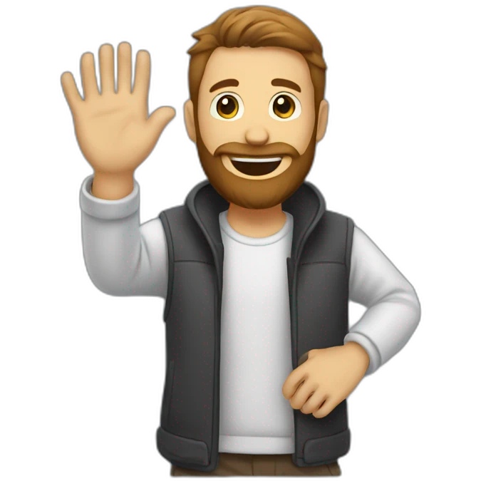 beard guy waving hand  emoji