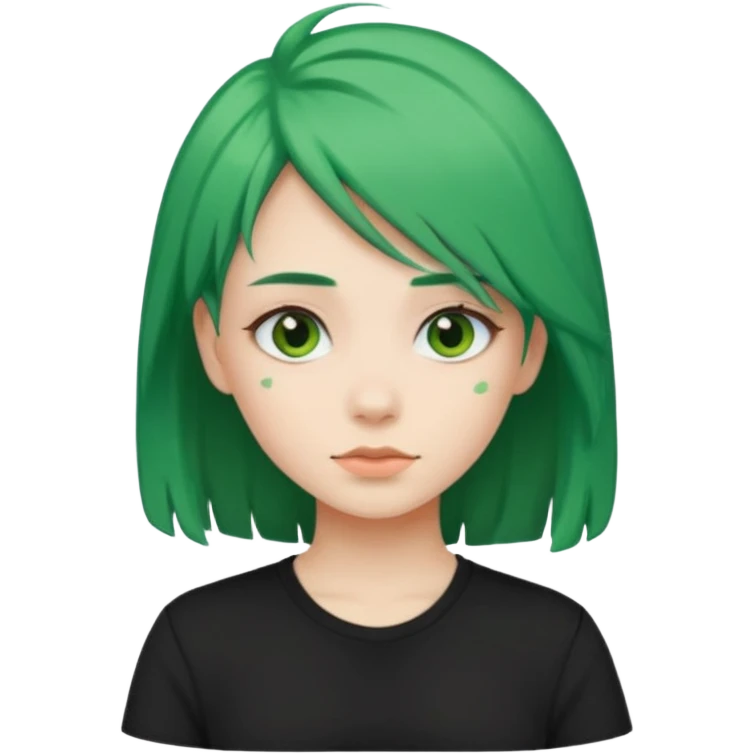 یک دختر که موهاش سبزه و بک گراندش بنفشه emoji