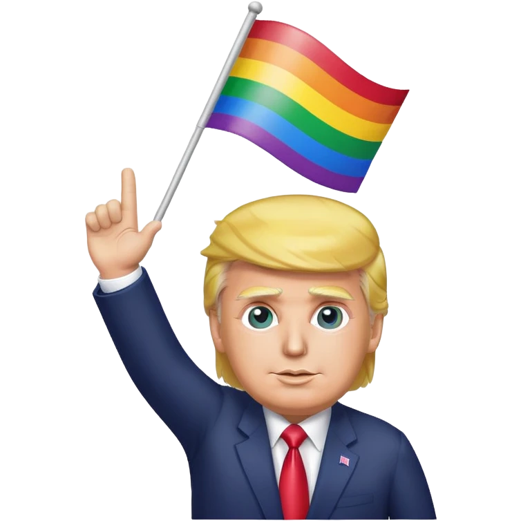 Donald trump waving a rainbow flag emoji
