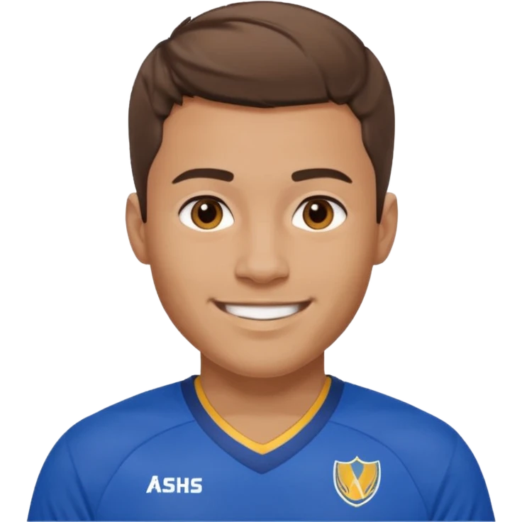 ["Light-skinned male, short brown hair, wearing a blue Warriors jersey."] emoji