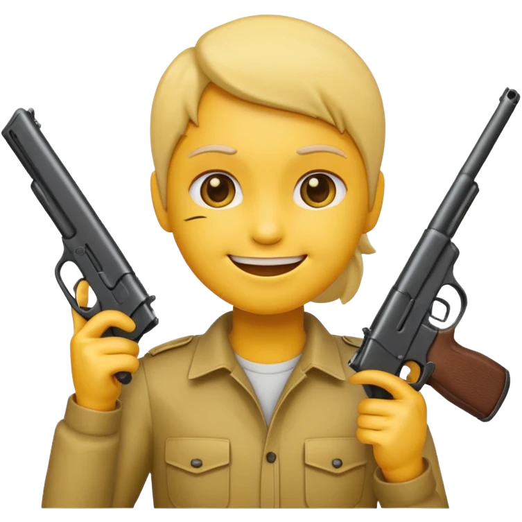 Create a smiling face emoji that’s holding a gun aimed to their forehead emoji