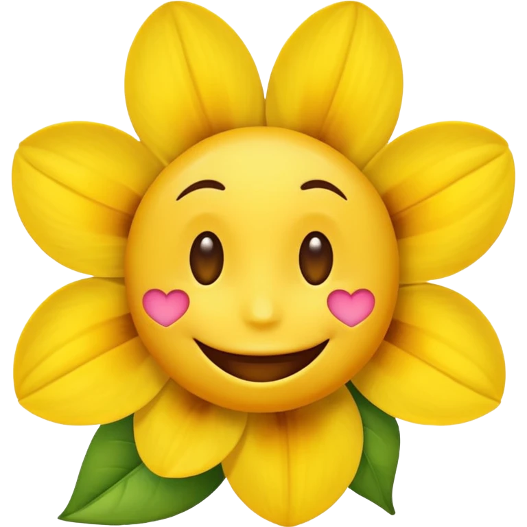 create an normal emoji with a flower in its mouth and love eyes emoji