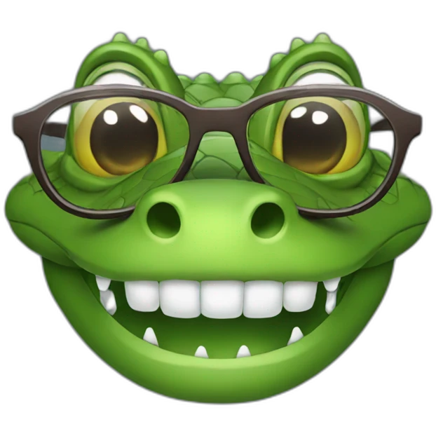 Crocodile with glasses emoji