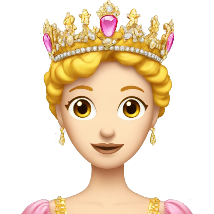 Russian empress in russian tiara, yellow and pink gown and ginger hair emoji