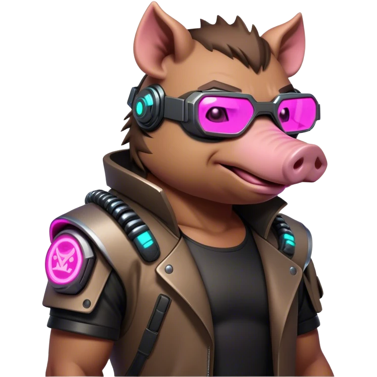 cyberpunk hog with neon emoji