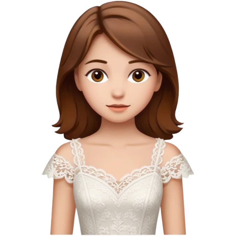 a middle brown hair girl with elegant white dress emoji
