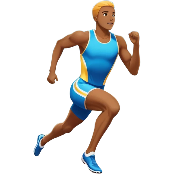 An icon featuring a vibrant stadium with cheering fans, bright lights, and a clear sky. an athlete sprinting on a track, with powerful strides and determination. The athlete's motion is dynamic, emphasizing speed and competition. emoji