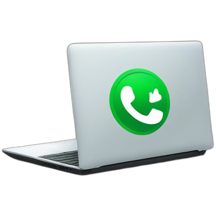 A laptop with whatsapp symbol emoji