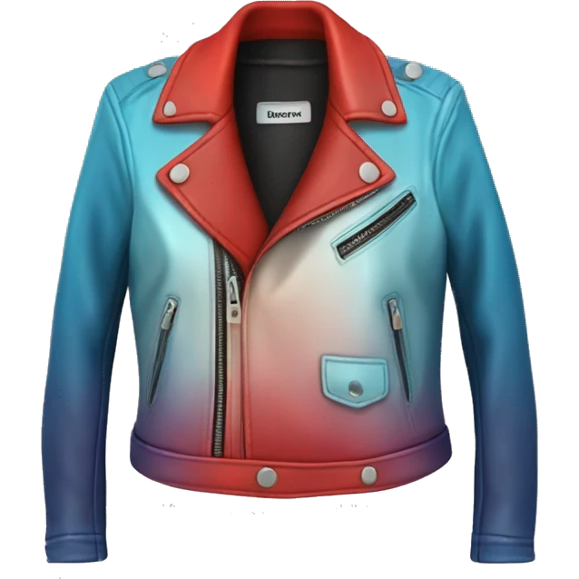 Hyper Realistic isolated open red ombre feminine fashion leather jacket. emoji