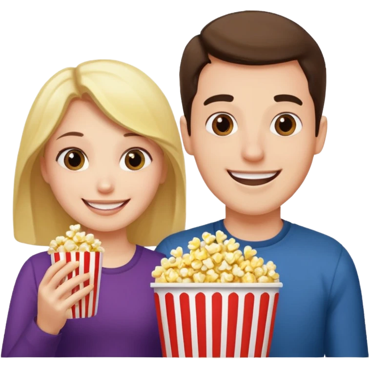 Crea un emoji dove un uomo e una donna mangiano i pop corn e guardano netflix emoji
