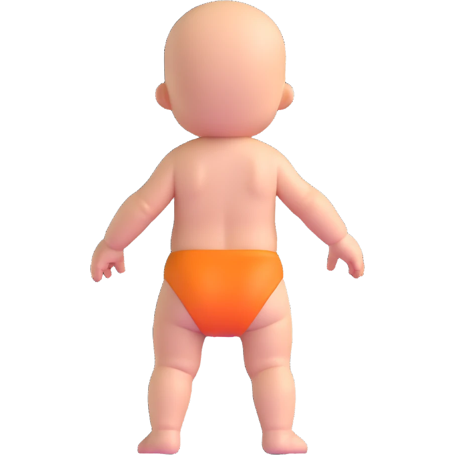 baby standing with back facing emoji
