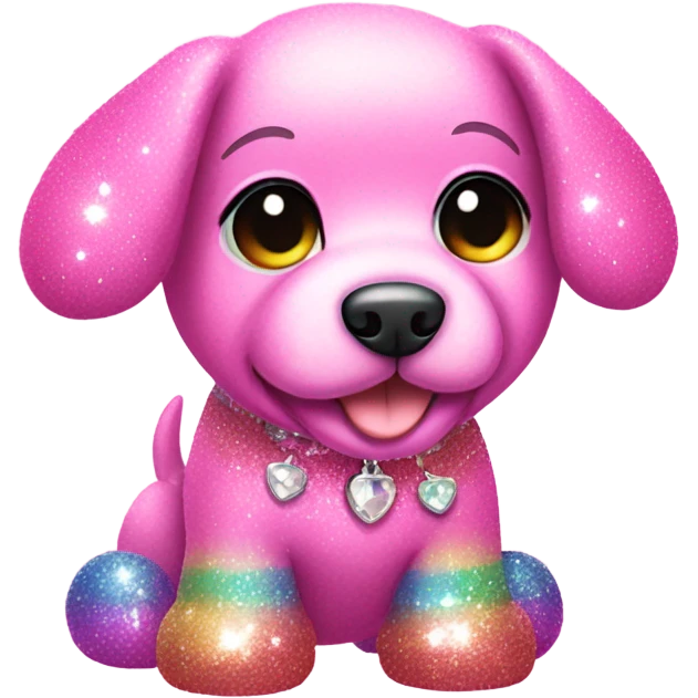 All Pink sparkly dog with rainbow boots  emoji