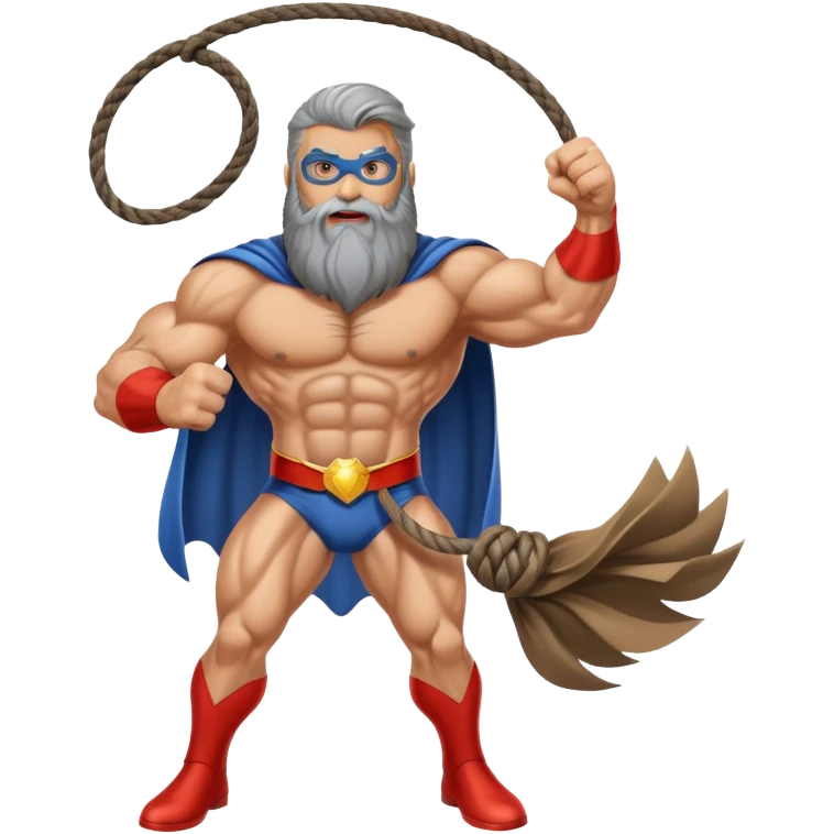 superhero with long beard using it as a lasso to catch villains emoji