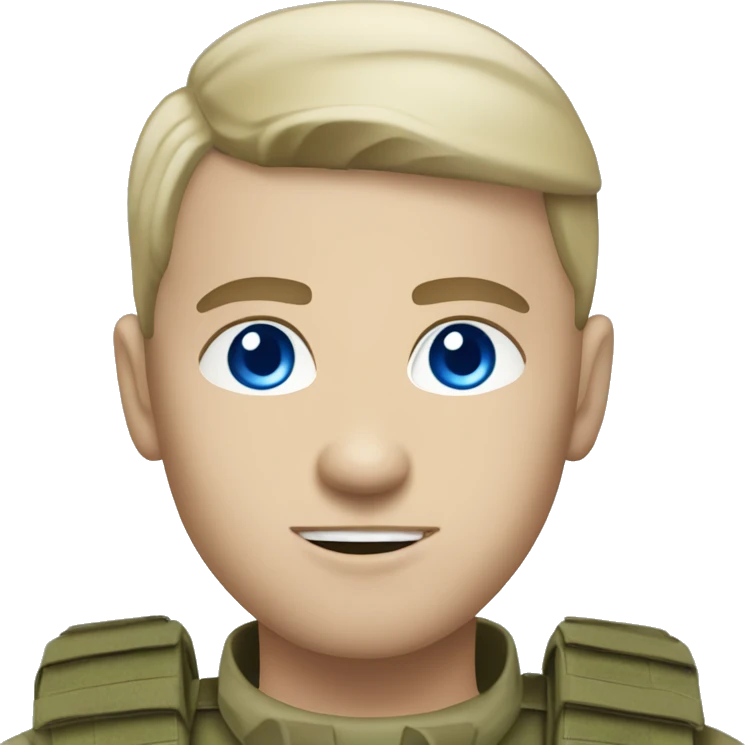 Military commando White skin blue eyes emoji