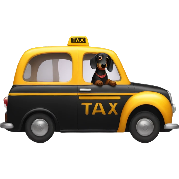black daschund in taxi emoji