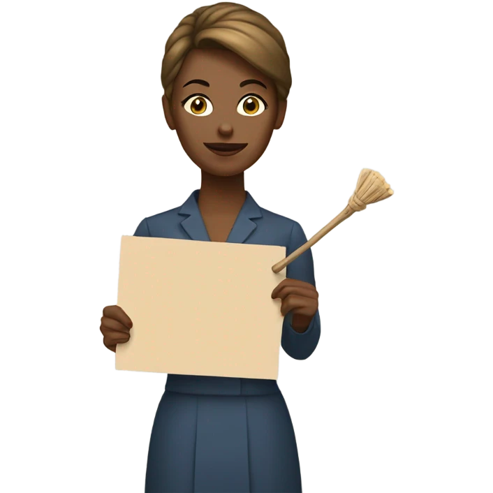 woman holding placard on stick emoji