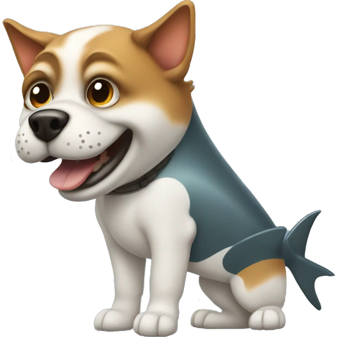 a dog with a shark tail emoji
