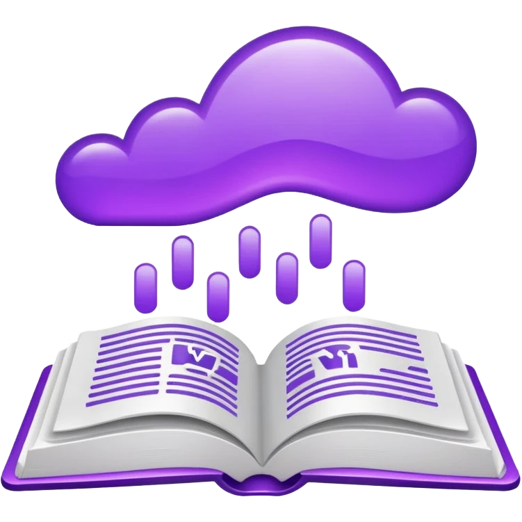 Purple icon: a book with Wi-Fi waves. Minimal, web style. emoji