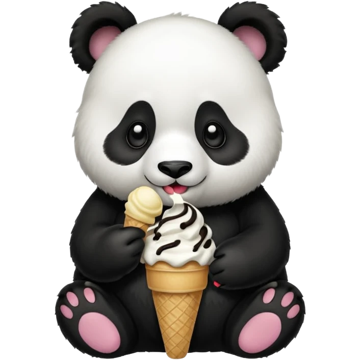 Panda eating ice cream emoji