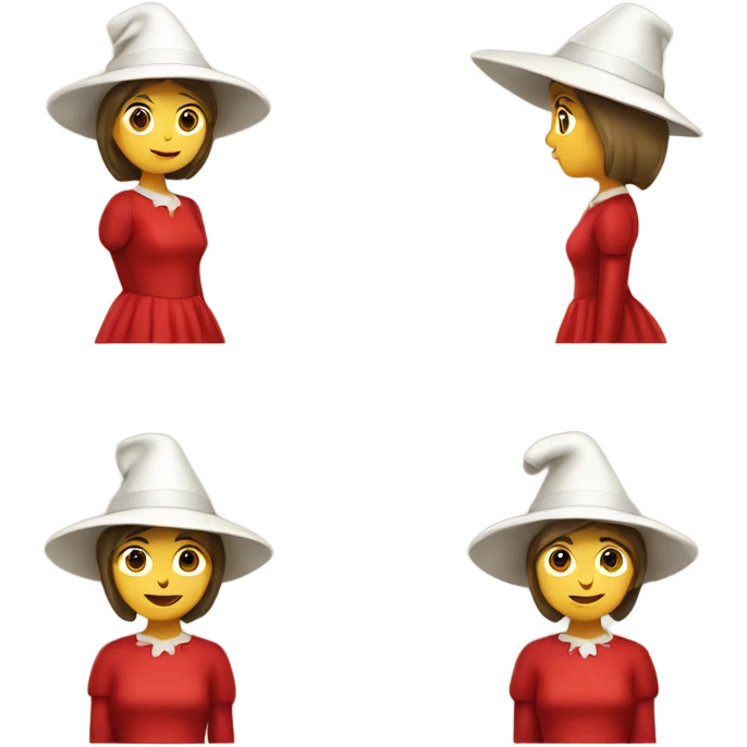 Lady in red dress and white pilgrim hat emoji
