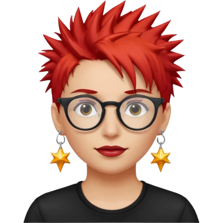 red spiky hair with glassess and earrings emoji