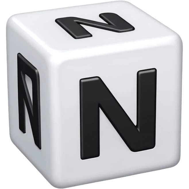 A white toy with a big black letter "N" on it emoji