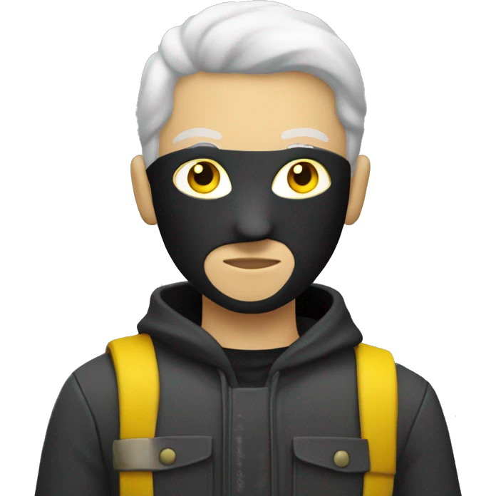 Robber with grey mask light skin yellow hair emoji